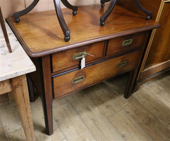 A mahogany lowboy with recessed brass handles W.94cm